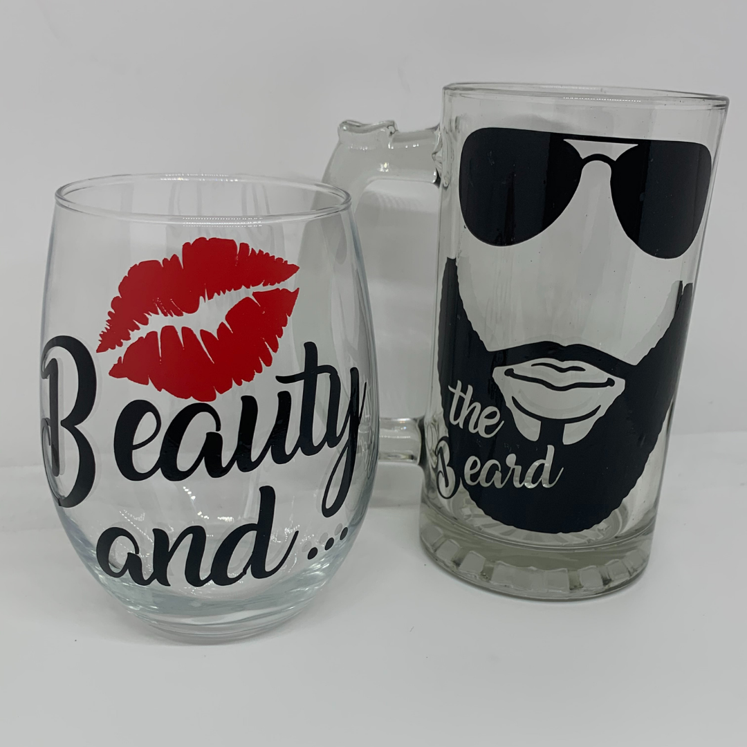 Beauty and the Beard Glass Set