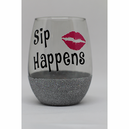 Glitter Stemless Wine Glass