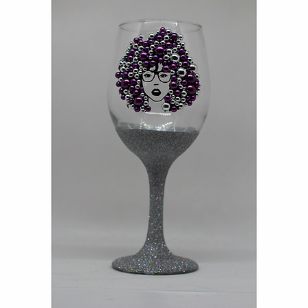 Glitter/Rhinestone Stem Wine Glass